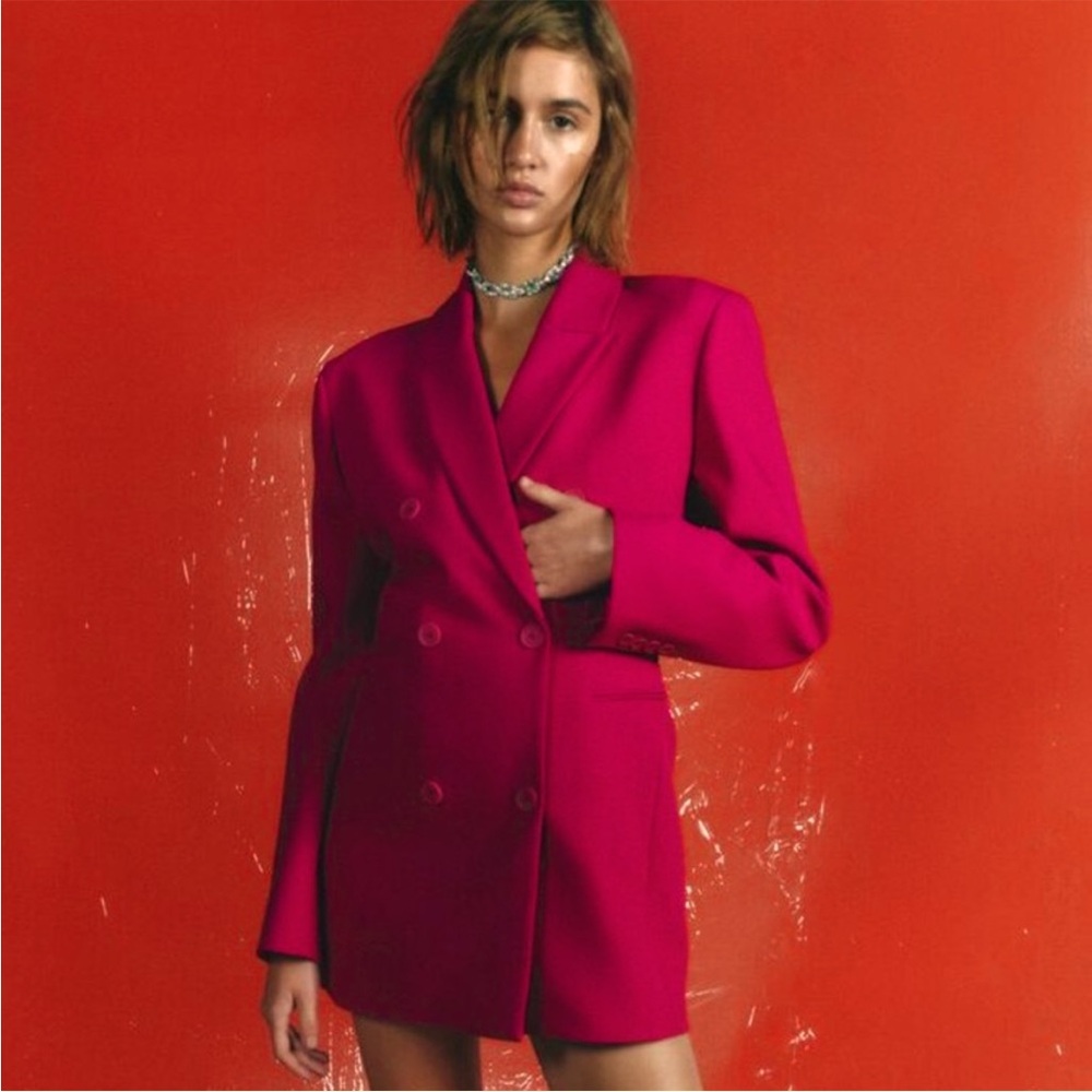 Zara vibrante pink blazer dress